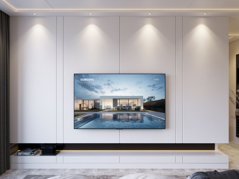 TV wall mounting with hidden cables
